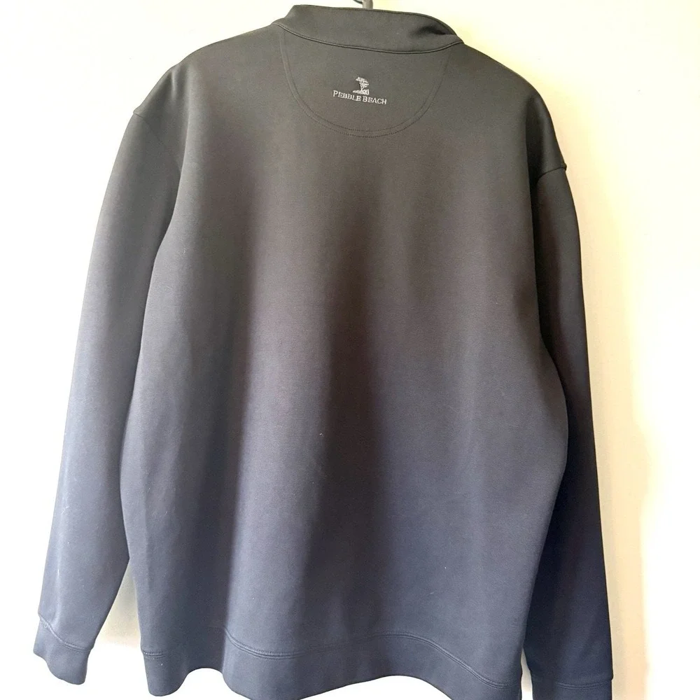 Pebble Beach Performance Mens XL Quarter Zip Pullover Black Blend Bar Cigar Logo